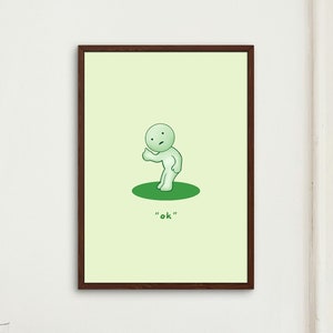 Poster Smiski / Poster della serie di lavori Smiski / Poster divertente Smiski / Poster di un simpatico ragazzo giapponese verde / Decorazione da parete per la camera da letto / Regalo