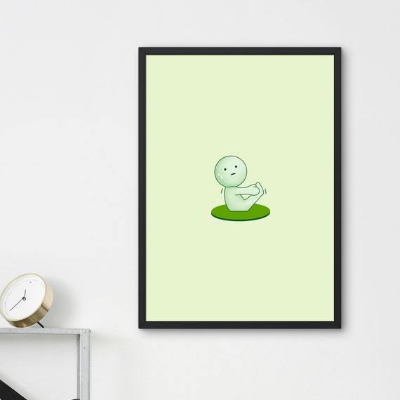 Smiski Poster | Smiski Yoga Series Print | Cute Japanese Green Guy