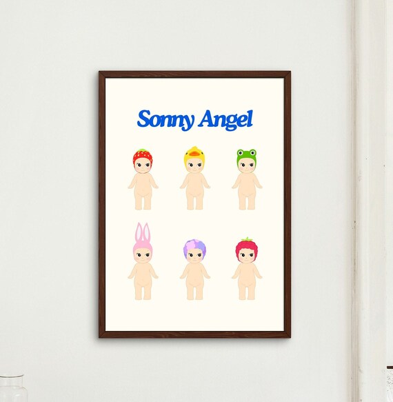 Sonny Angel Poster | Cute Japanese Kewpie Print | Cute Japanese Art Print | Kawaii Poster | Strawberry Sonny Angel Canvas | Pink Cherub Baby