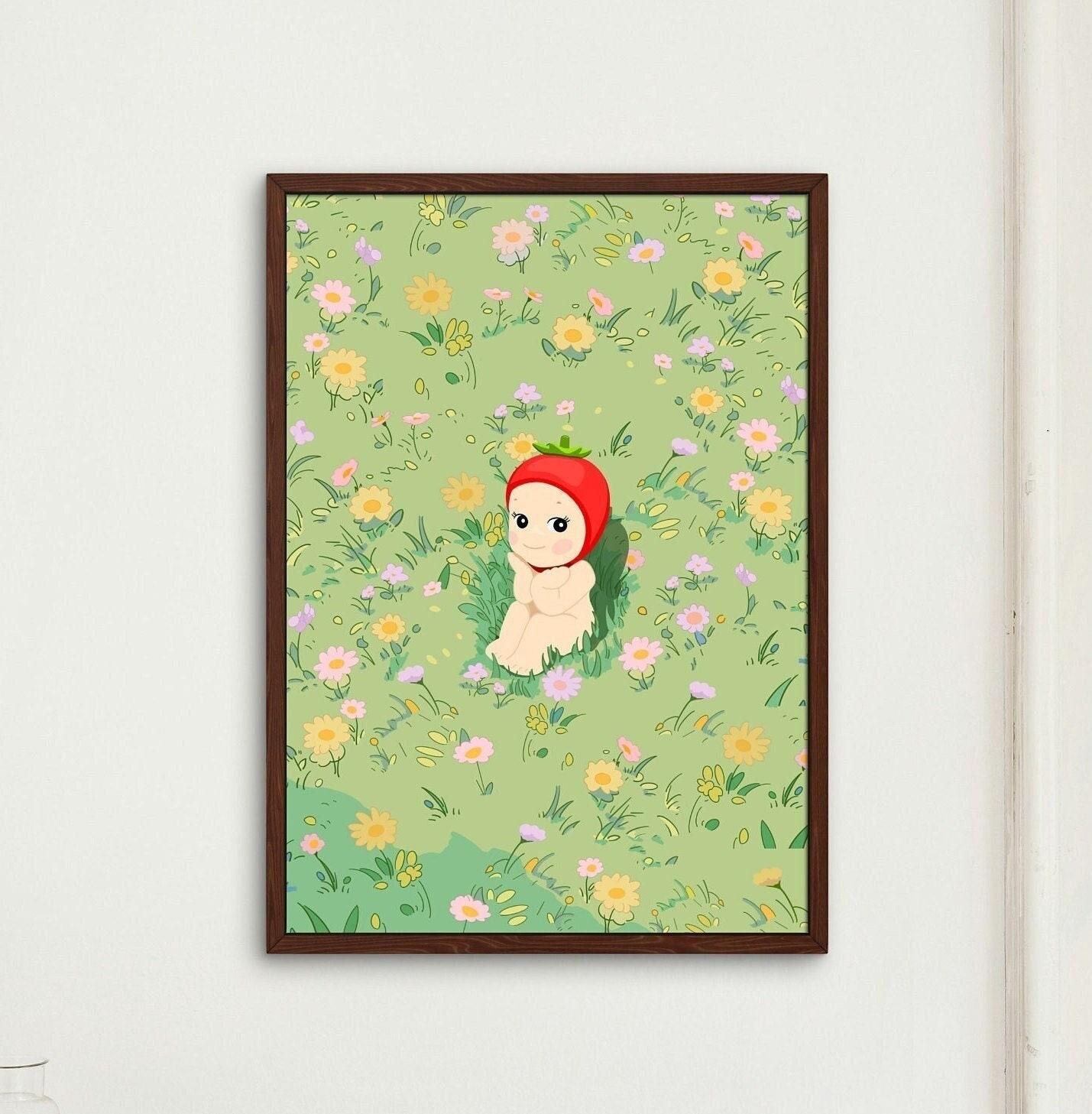 Sonny Angel Poster | Cute Kewpie Print | Cute Japanese Art Print | Kawaii Poster | Strawberry Sonny Angel Canvas | Pink Cherub Baby Art
