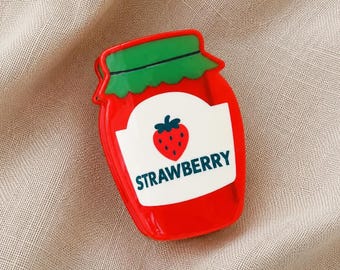 Strawberry Jam Claw Clip, Kawaii Fruit Hair Accessory, Cottagecore Gift for Her