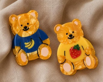 Teddy Bear Claw Clip, Kawaii Animal Accessory, Coquette Outfit, Gift for Girls
