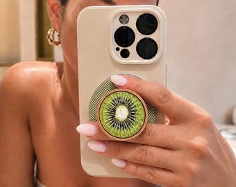 Kiwi Phone Grip Stand, Fruit Magnetic Phone Holder, Kawaii MagSafe Accessory