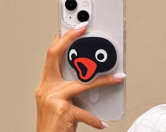 Penguin Phone Magsafe, Pingu Magnetic Kindle Grip, BookTok Accessory, Cartoon E-Reader Holder