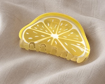 Lemon Claw Clip, Citrus Fruit Summer Hair Accessory, Acrylic Hair Clamp, Gift for Her
