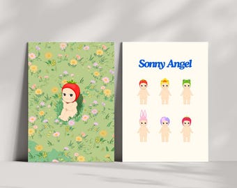 Set of 2 Sonny Angel Posters | Sonny Angel Poster | Cute Kewpie Print | Cute Japanese Art Print | Kawaii Poster | Strawberry Sonny Angel