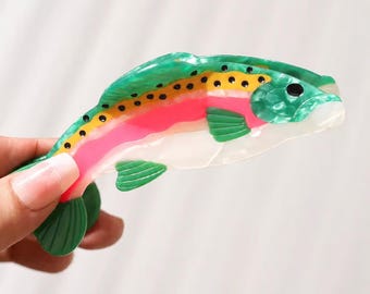Fish Claw Clip, Trout Hair Accessory, Unique Fisherman Gift, Nature Inspired Claw