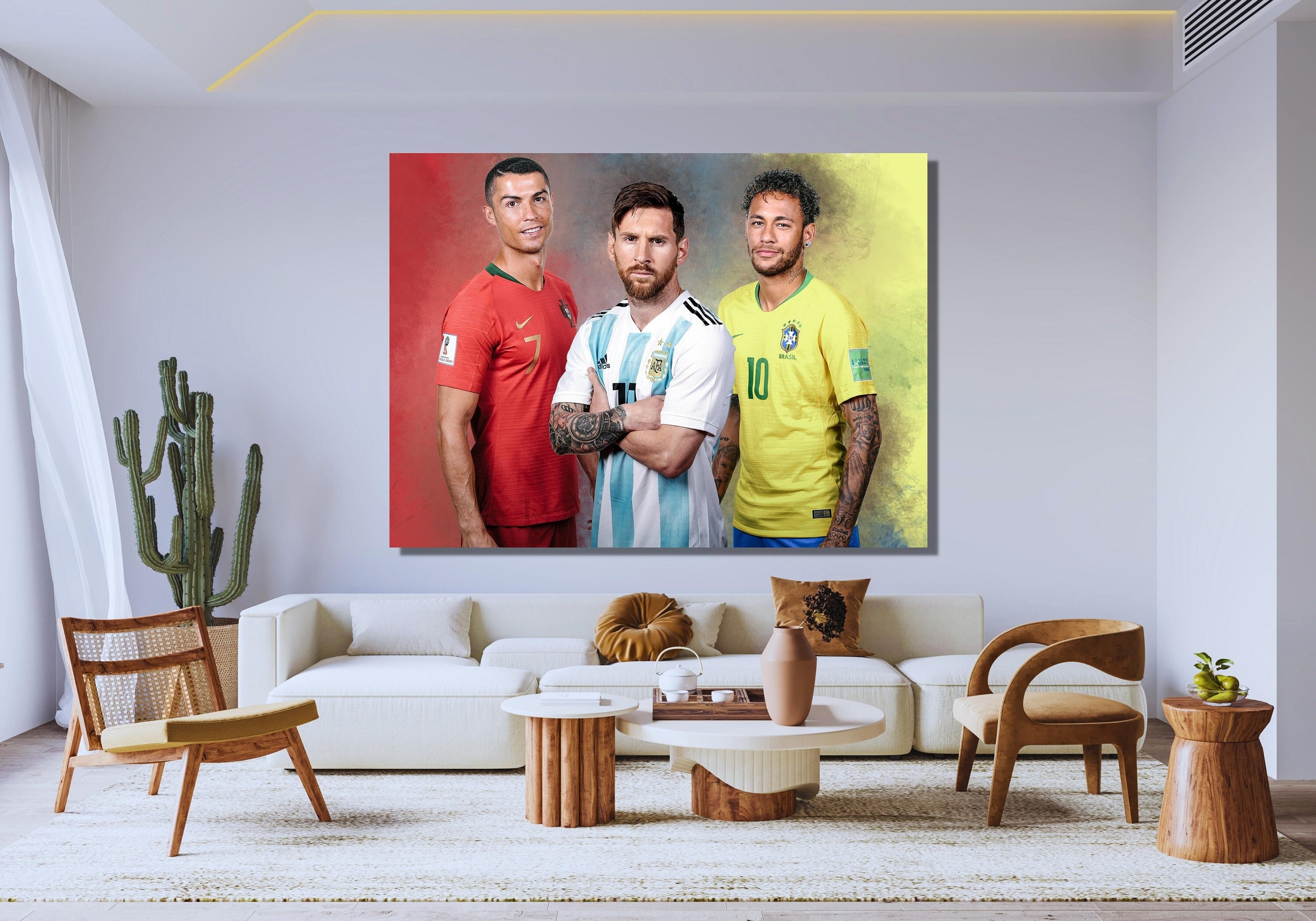  Cristiano Ronaldo Lionel Messi Neymar Jr Wallpapers Football  Comprehensive Poster Famous Sports Star Poster Prints Poster Living Room  Wall Art Decor Canvas Hanging Picture 24x36inch(60x90cm) : Everything Else