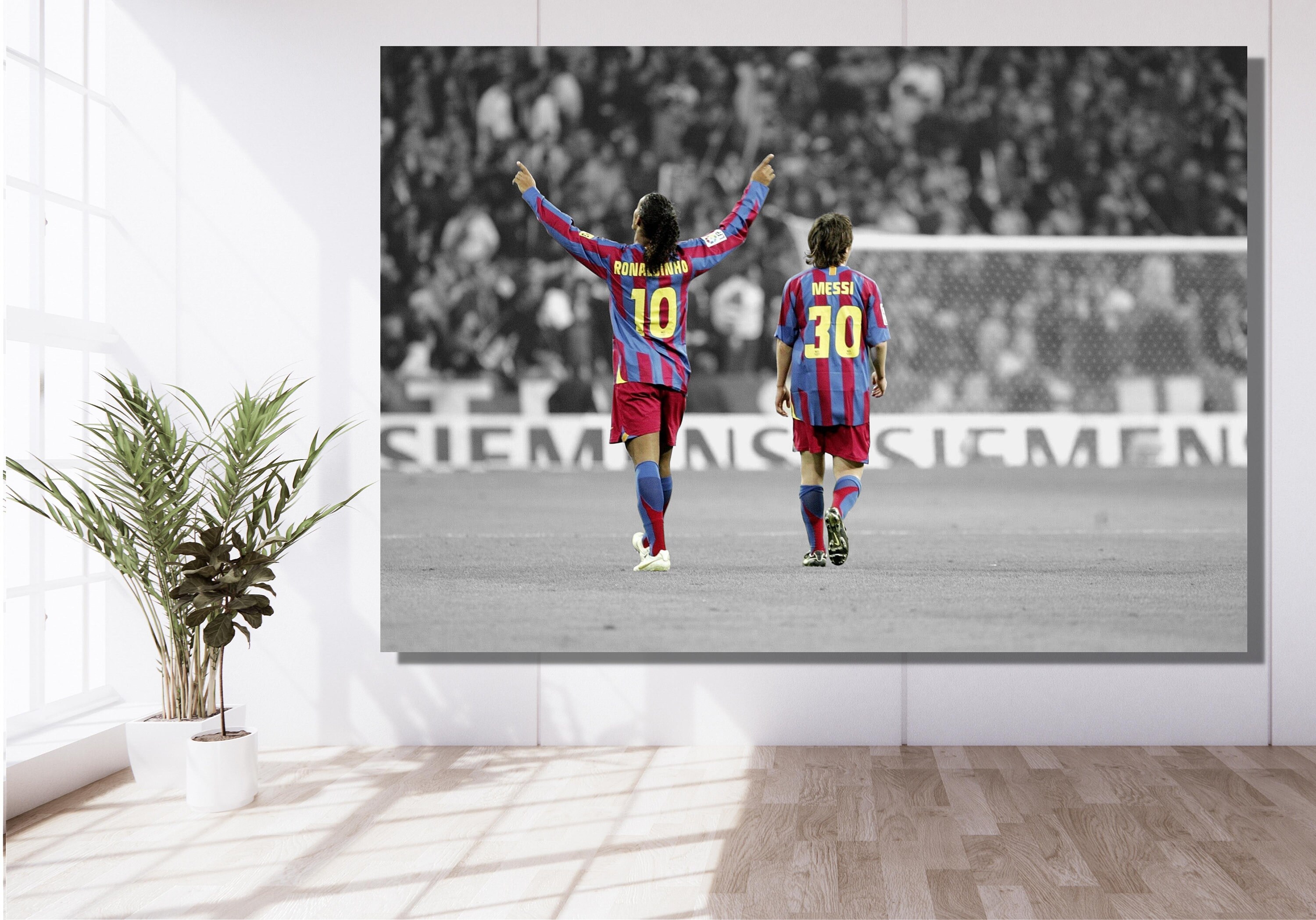 Messi Ronaldinho Canvas Wall Artfootball Art Giftronaldinho Etsy