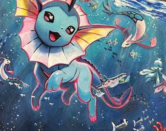 Vaporeon vmax painting – 12x16 Acrylic