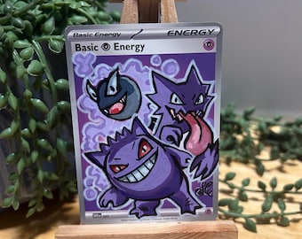 Custom painted Gengar, Ghastly, and Haunter Energy Card