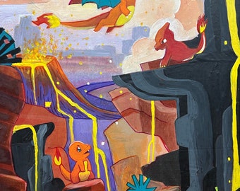 Pokémon textured paintings