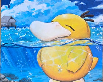 Floating Psyduck  – 12x16 Acrylic