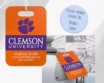 Personalized College Themed Luggage Tag, Graduation Gift, Custom Bag Tag for University Student, Bed Party, Decision Day, Acceptance Day