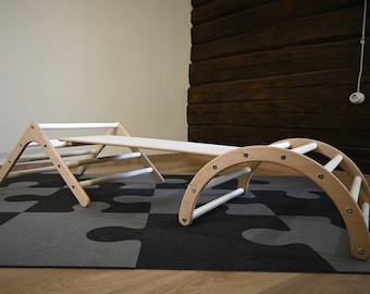 Toddler SET of Climbing Triangle / Climbing Arch / Sliding Board