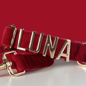 Red Soft Personalise Dog Collars, Personalized Nameplates, Multiple Colors, and Stylish Letters for Your Little Tail's Thick Collar
