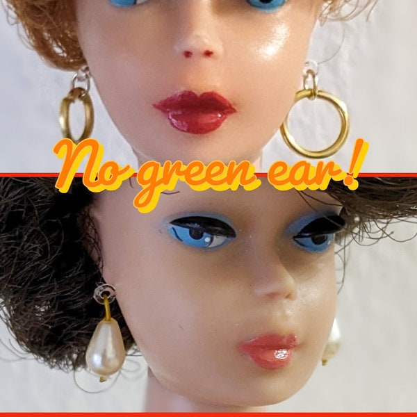 Vintage Barbie NO green ear plastic post earrings