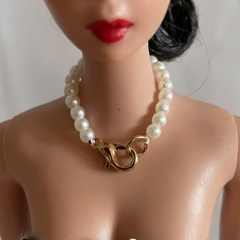 collier de perles pour poupée Barbie vintage fait main avec fermoir image 3
