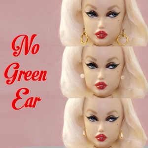 Vintage fashion doll NO green ear plastic post earrings