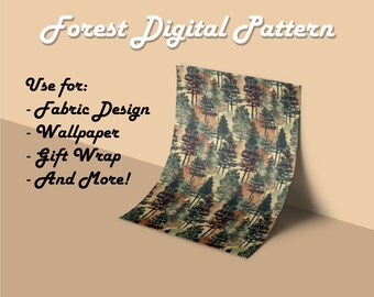 Forest Digital Pattern, Commercial Use, Digital Paper, Seamless Patterns, Printable Scrapbook, Digital Download