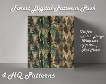 Mushroom Digital Pattern Pack (4 in 1), Commercial Use, Digital Paper, Seamless Patterns, Printable Scrapbook, Digital Download