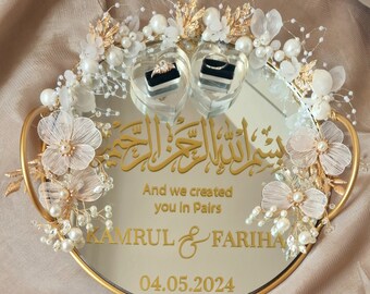 Plaque d'anneau de mariage Nikah personnalisée