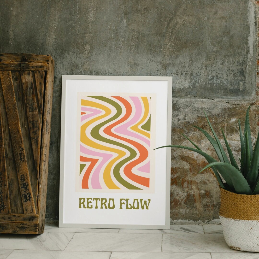 Retro Flow Poster, Druckvorlage, Printable, Frühling, grünes Design ...