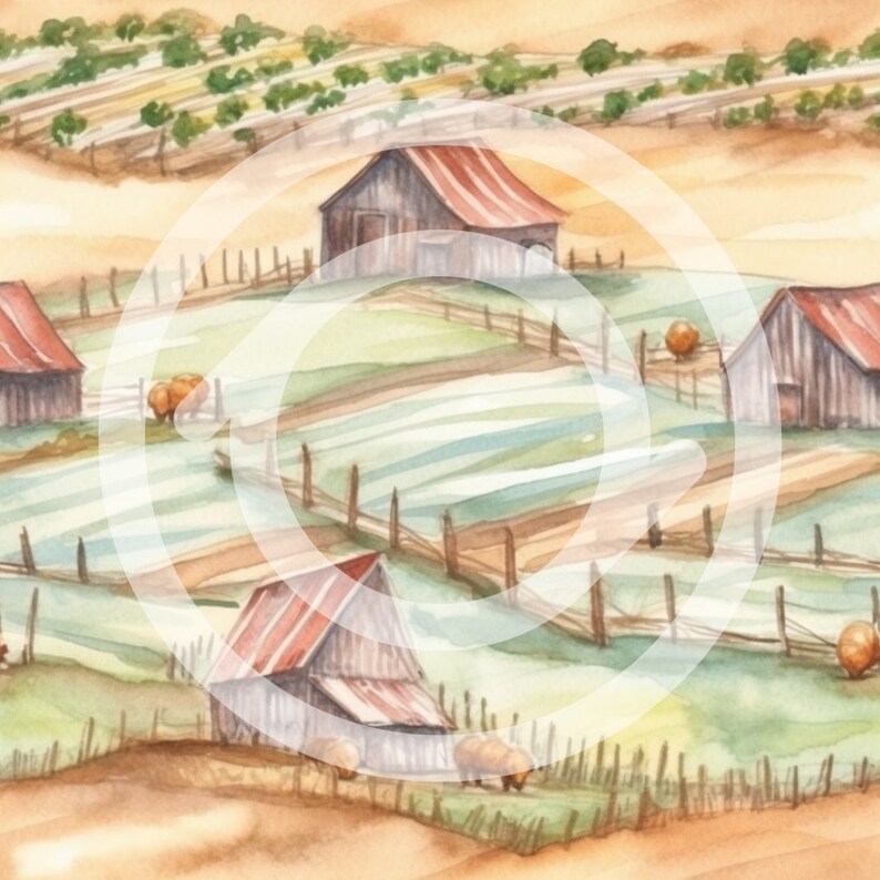 Rustic Farmhouse Patterns Set of 6 Watercolor Seamless Etsy