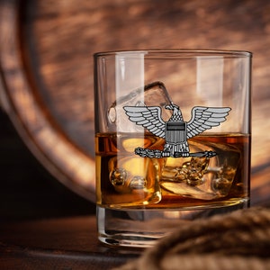 Best Selling Whiskey Bourbon Glasses for Military Officer Rank Air Force, Marines, Army, Navy, Coast Guard, Space Force.