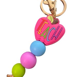 Teach Silicone Bead Keychain