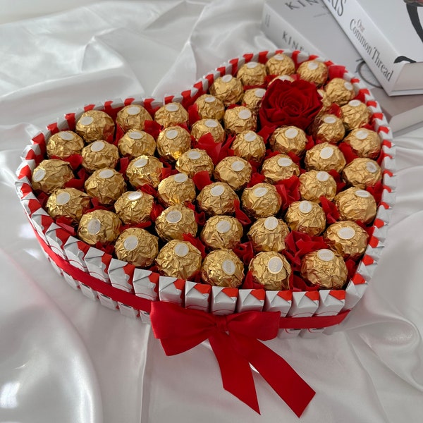 Ferrero Rocher Kinder Bar Cake with Eternal Rose, Mother's Day Gift