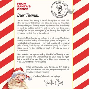 Carta de Papá Noel, carta digital de Papá Noel, carta de Papá Noel antes de Navidad