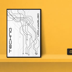 Techno Generation 2024 Poster – Electronic Music Wall Art, Rave Print, Digital Download for DJs and Techno Lovers