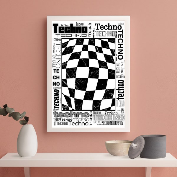 Découvrez l'affiche Techno Print - Design Techno Karo - Téléchargement numérique Must have pour les ravers