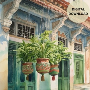 Tranquil Blooms Vintage Charm in Peranakan Abode - printable wall art