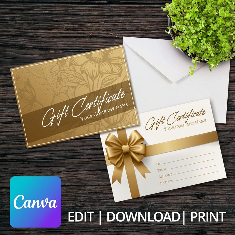 Editable Gift Certificate Template Canva Gift Card Template Etsy Editable Gift Certificate Template Canva Gift Card Template Etsy
