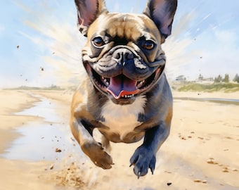 Art mural bouledogue français, cadeaux mignons pour les amoureux des chiens, décoration murale chien, cadeaux mignons pour les amoureux des animaux, art mural animal, art mural bouledogue français