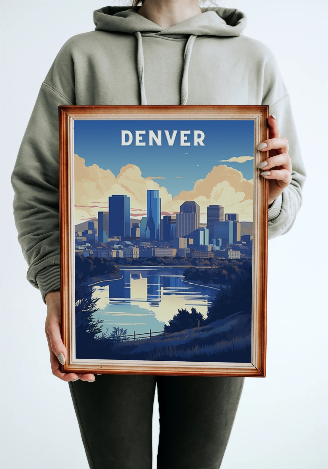 PRINTABLE Denver Colorado Wall Art, Skiing, Travel Poster, DIGITAL