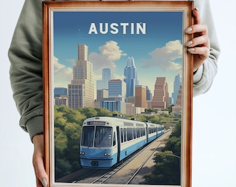 Art mural imprimable d'Austin Texas, Texas, Austin Texas, affiche de voyage, TÉLÉCHARGEMENT NUMÉRIQUE, voyage en Amérique, art instantané, haute définition, 300+ pi