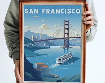 IMPRIMABLE San Francisco, Art mural, Golden Gate, Affiche de voyage, TÉLÉCHARGEMENT NUMÉRIQUE, Travel America, Art instantané, haute définition, 300+ pi