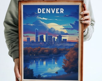 PRINTABLE Denver Colorado Wall art, Ski, Affiche de voyage, TÉLÉCHARGEMENT NUMÉRIQUE, Travel America, Art instantané, haute définition, 300+ pi