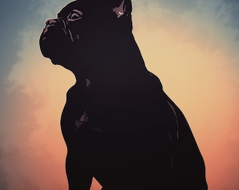 Art mural bouledogue français, cadeaux mignons pour les amoureux des chiens, décoration murale chien, cadeaux mignons pour les amoureux des animaux, art mural animal, art mural bouledogue français