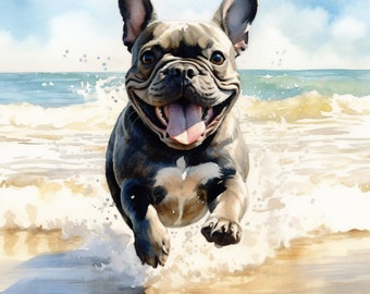 Art mural bouledogue français, cadeaux mignons pour les amoureux des chiens, décoration murale chien, cadeaux mignons pour les amoureux des animaux, art mural animal, art mural bouledogue français