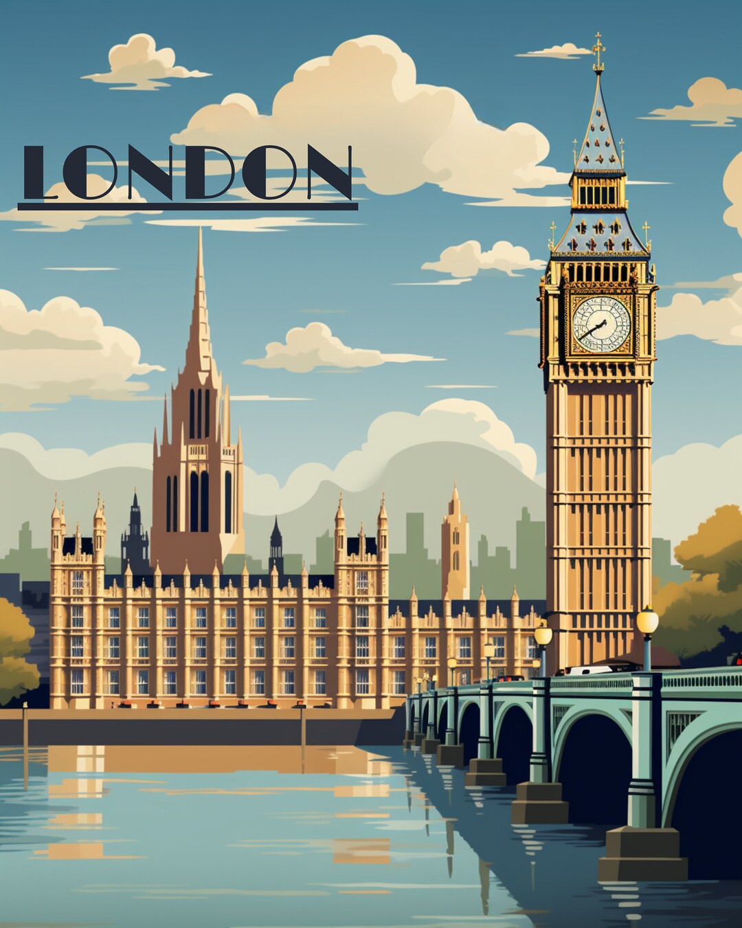 PRINTABLE London Wall Art Big Ben Travel Poster DIGITAL - Etsy