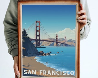 IMPRIMABLE San Francisco, Art mural, Golden Gate, Affiche de voyage, TÉLÉCHARGEMENT NUMÉRIQUE, Travel America, Art instantané, haute définition, 300+ pi