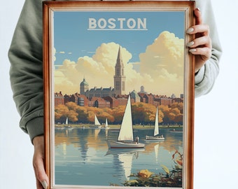 IMPRIMABLE Boston, voyage, Affiche de voyage, TÉLÉCHARGEMENT NUMÉRIQUE, Travel America, Art instantané, haute définition, 300+ pi
