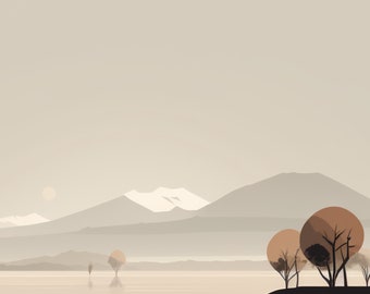 Minimalist Landscape, Nature Wall Art, Mountain Wall Art, Minimalist Landscapes, Digital Download, Minimalist Wall Art, Minimalist
