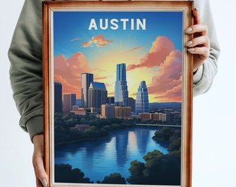 Art mural imprimable d'Austin Texas, Texas, Austin Texas, affiche de voyage, TÉLÉCHARGEMENT NUMÉRIQUE, voyage en Amérique, art instantané, haute définition, 300+ pi