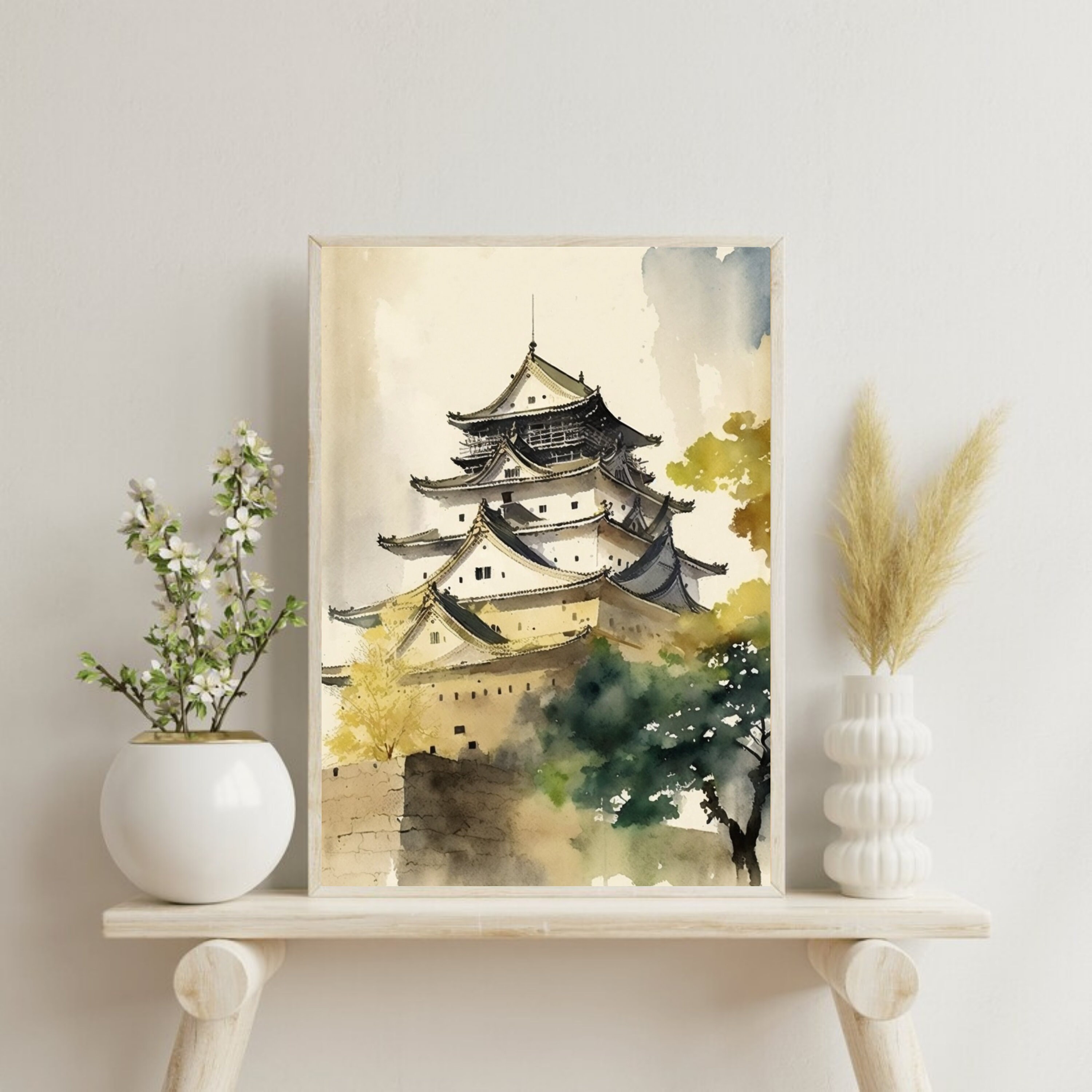 3 Piece Japanese Wall Art, Japanese Style Wall Art, Osaka Castle ...