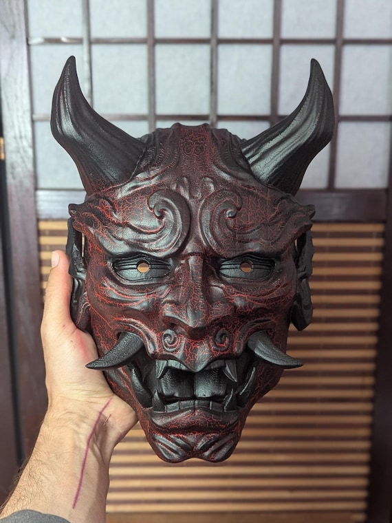 Hannya Mask, Japanese Oni Demon Wall Decor in Red or Blue - Etsy 日本